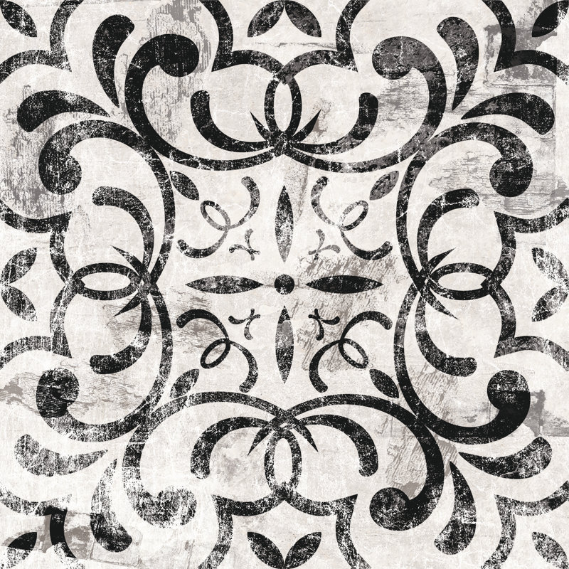 Motif géométrique noir et blanc II sur toile, H 12 po x l 12 po