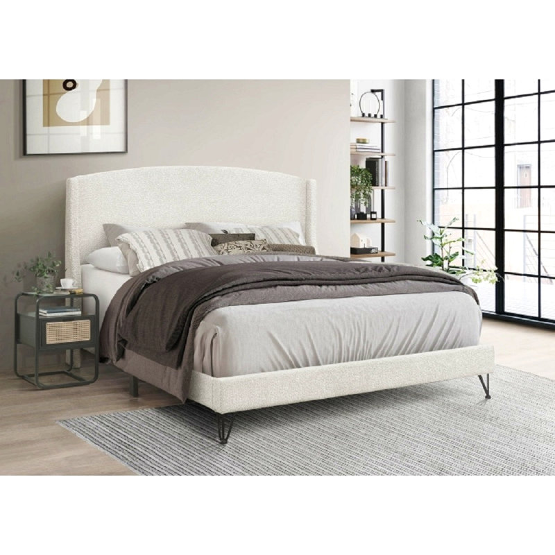Structure de lit plateforme tapissier Boucle, Grand lit, Beige