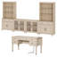 Ensemble de bureau et de meuble télé de style campagnard, centre de divertissement avec tablettes pour téléviseurs de 75 po ou moins, bureau d'écriture pour bureau personnel et salon, beige