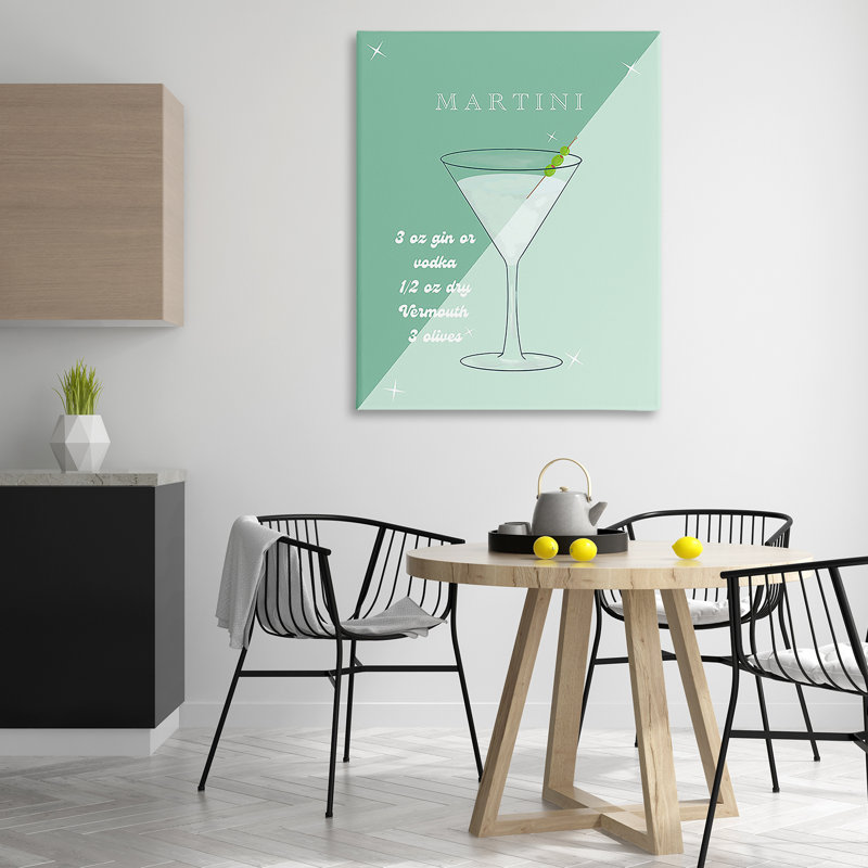 Art moderne sur toile, "Modern Martini Recipe" par Ashley Singleton, H 48 po x l 36 po