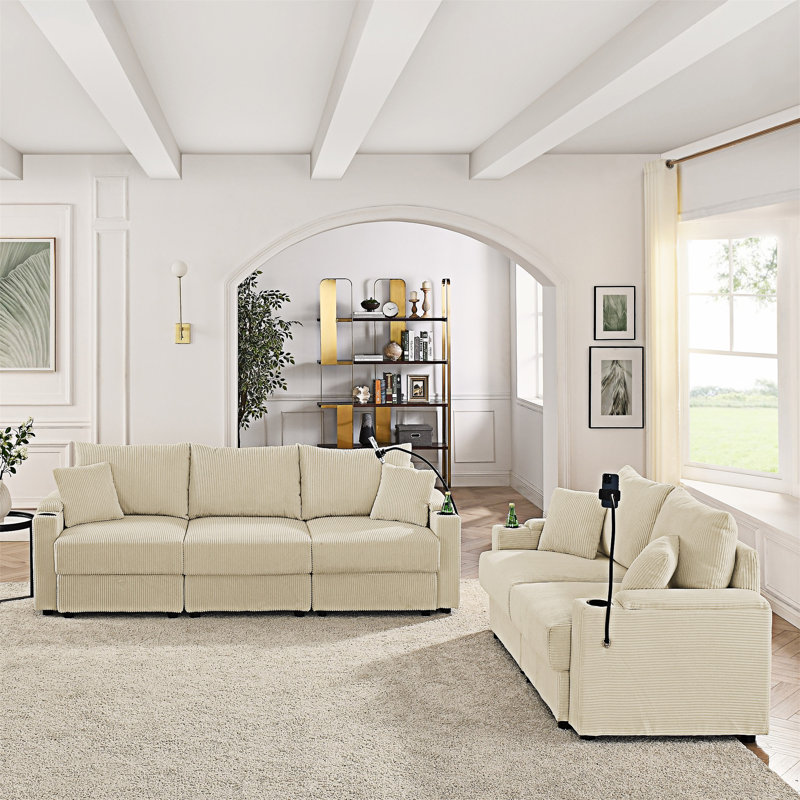 Ensemble de canapé rembourré, Beige