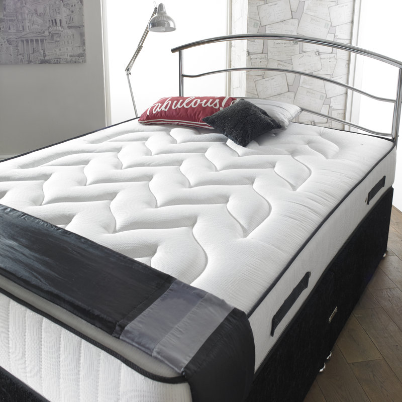 Aalin Upholstered Divan Bed with Mattress, Silver Linen, Small Double, 2 Drawers