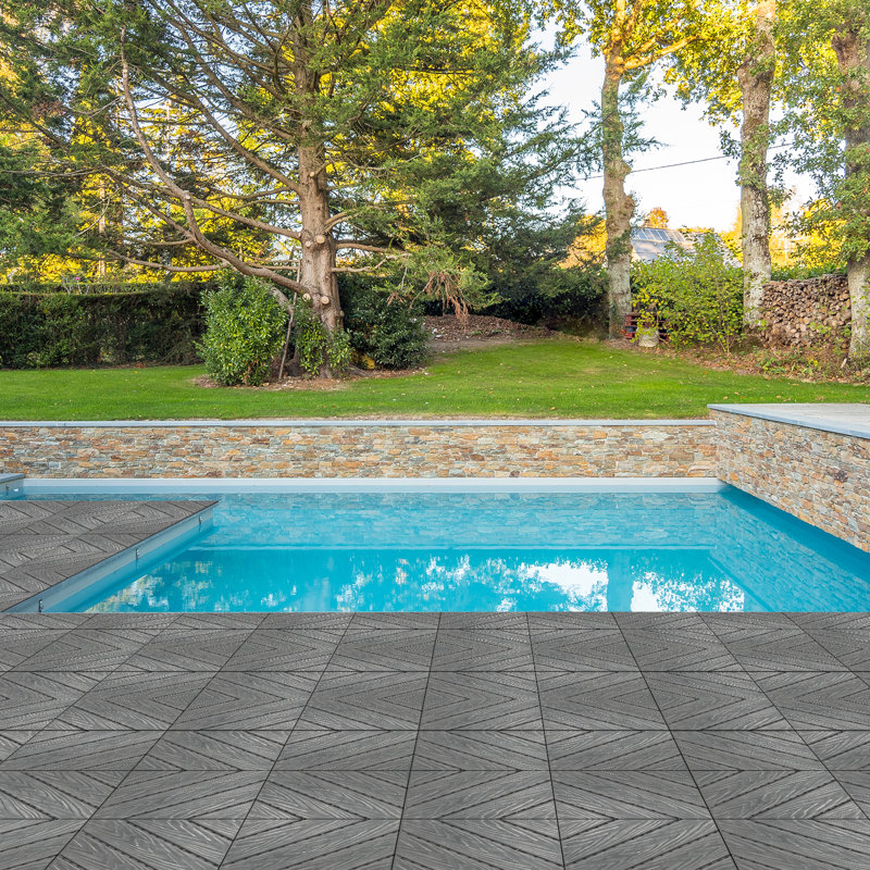 Carreau de terrasse emboîtable en plastique L 11,8 po x l 11,8 po, Grey