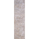 Mona Power Loom Polyester Geometric Area Rug in Cream/Taupe