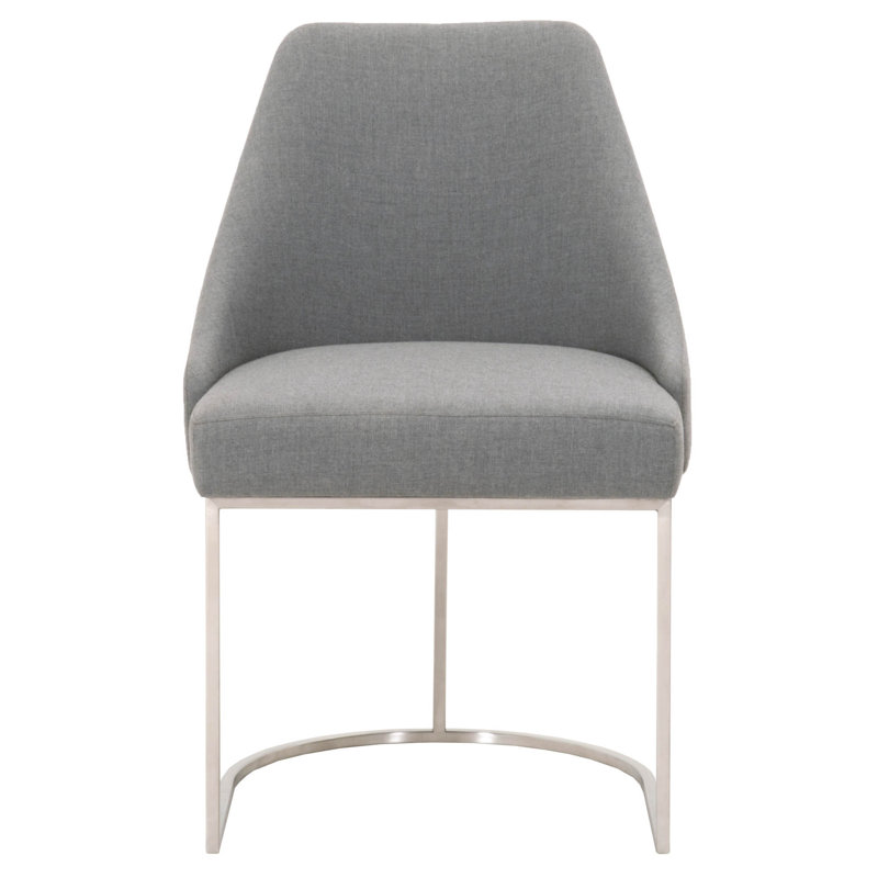 Chaise d'appoint rembourrée Bak, Velours bord de mer, Acier inoxydable doré brossé