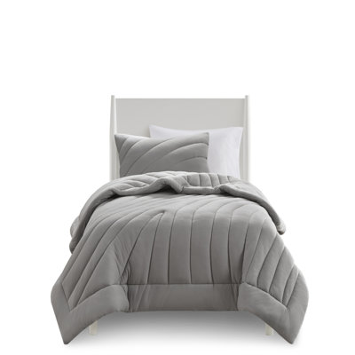 Gray 3 Pcs Full/Queen Comforter With Puffy Feature, 350Gsm Fill, , - , Machine Washable, Includes And 2 Shams Look, Labeled, In