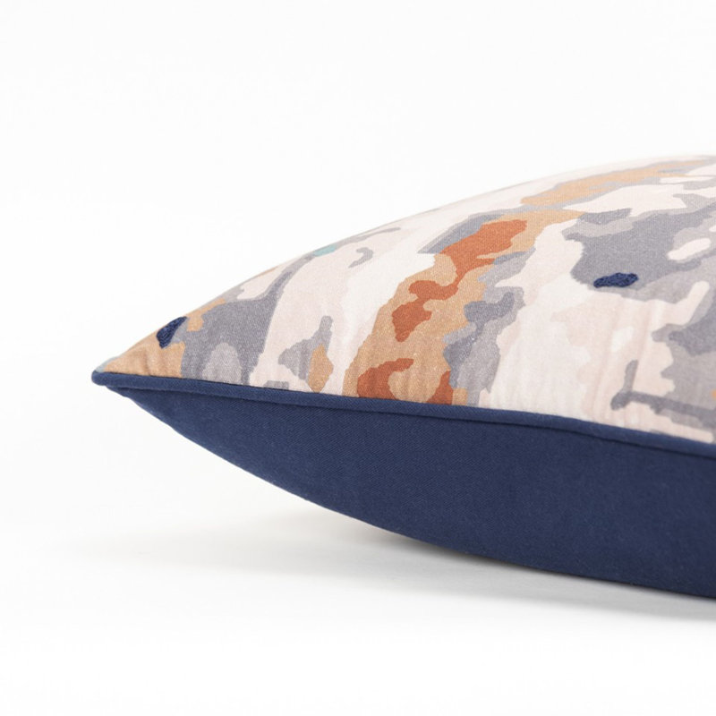 Chelan Gray Navy Abstract Printed Throw Pillow Throw Pillow