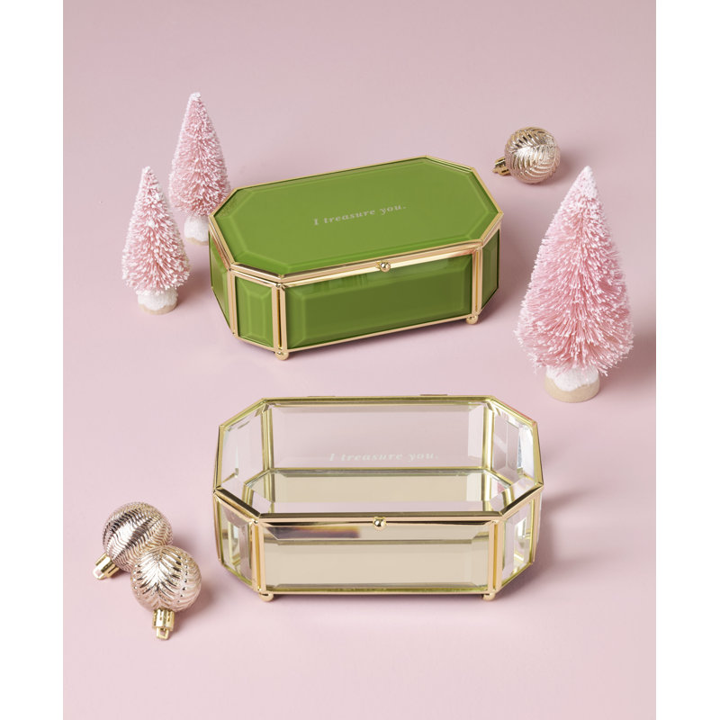 "I Treasure You" Green Jewelry Box, Green