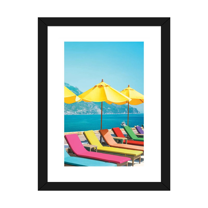 Amalfi d’été-reproduction de photo, Blanc, H 24 po x l 16 po x P 1 po, Papier encadré noir