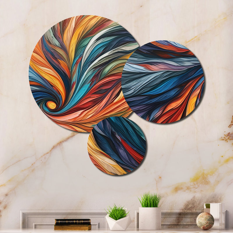 Spiral Symphony III - Abstract Spirals Metal Art Living Room Set of 3