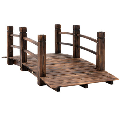 Pont de jardin en bois de sapin teint, 60 po x 26,5 po x 19 po, avec pour allée L 60 po x l 26,5 po H 19 po