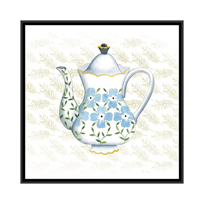 «Sweet Teapot I», impression sur toile, H 18 po x l 18 po x P 1,5 po, Toile encadrée noire, Pas de tapis