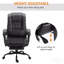 Chaise de bureau de massage à haut dossier avec 6 points de vibration, chaise d'ordinateur inclinable en cuir PU, chaise de bureau ergonomique avec repose-pieds réglable en hauteur et télécommande, noir