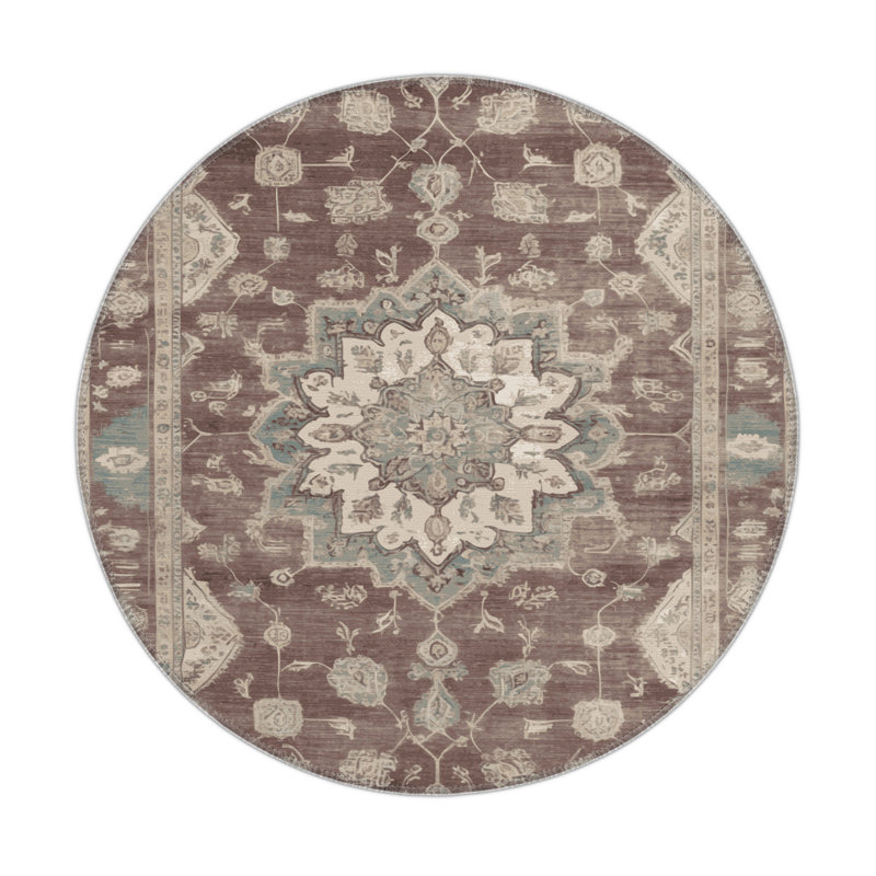 Tapis intérieur et extérieur brun Overdyed, Rond 5 pi