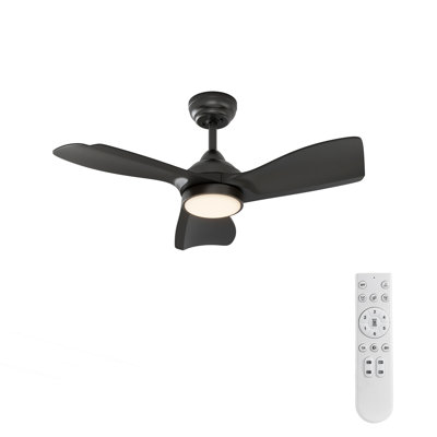 30 Inch Indoor Ceiling Fans with Lights and Remote Control, DC Slient Motor, Dimmable, Reversible, Timmer, 3 CCT, Black
