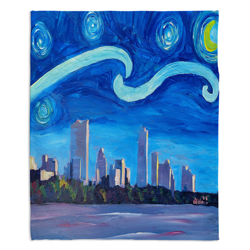  Couverture Starry Night Austin Skyline, 68 po x 80 po
