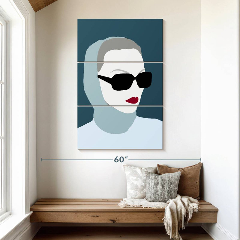 Leisha Lady In Gray Block Abstract, 50" H x 32" W