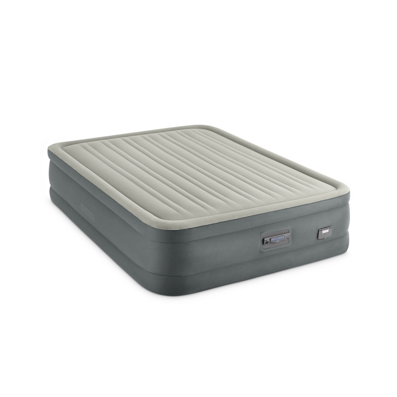 Queen Raised Gray Air Mattress with Built-In Pump