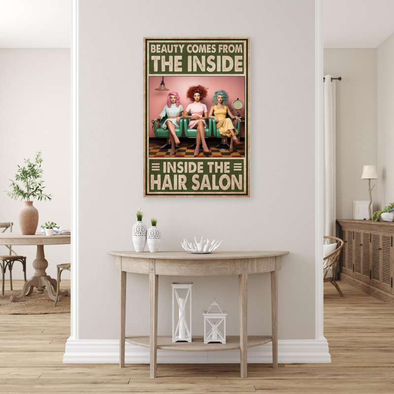 Intérieur du salon de coiffure - 1 pièce, impression sur toile tendue sur toile tendue, L 11 po x H 14 po