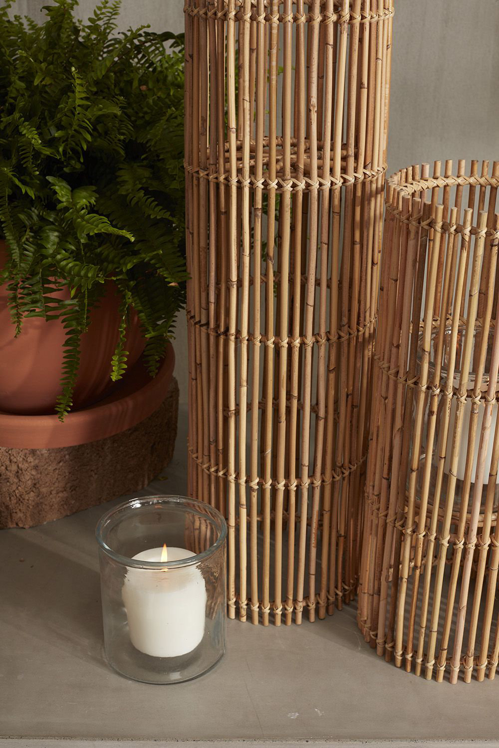 Geof Wood Tabletop Lantern, 31.5" H x 9.5" W x 9.5" D