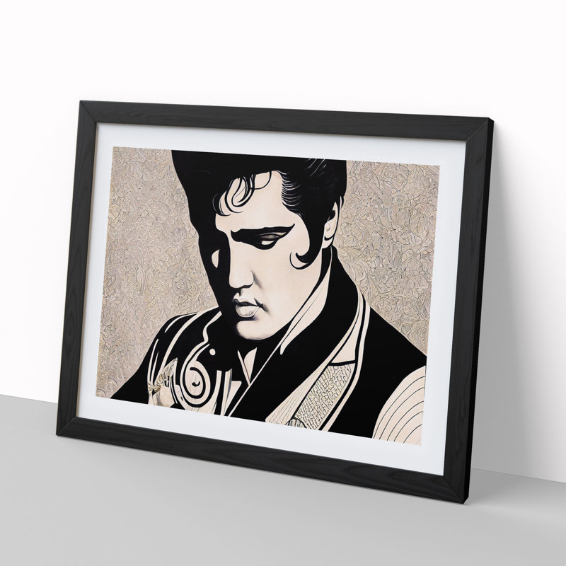 Elvis Presley Deco Vol.2 - Single Picture Frame Painting, 46cm H x 64cm W x 2cm D, Black 