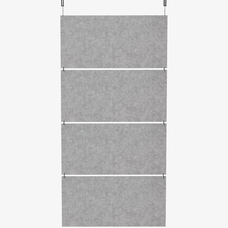 Panneaux suspendus modulaires VIVO 45 po x 95 po (x4), insonorisant, gris clair