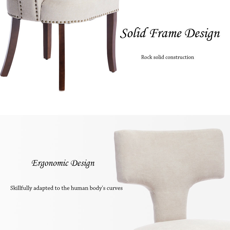 Linen Upholstered Dining Chairs (Set of 6), Beige