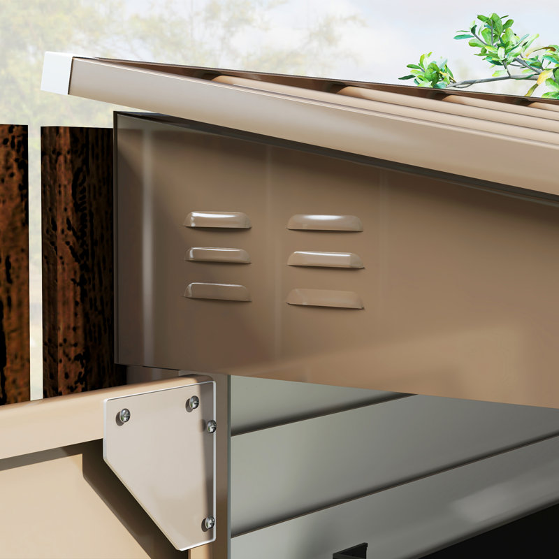 4.6' x 9' Metal Outdoor Storage Shed with Lockable Doors Brown, Brown