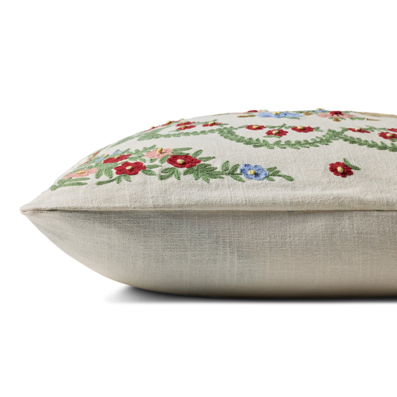 Rifle Paper Company x Loloi Rosette Vase Decorative Pillow, Polyester