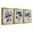 " Navy And Linen Leaves II " 3 - Pieces Painting Print-101838651-101838628