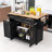 Rolling Kitchen Island with Drop Leaf, Pull-Out Organizers, Charging Ports and Trash Can Cabinet-307225792