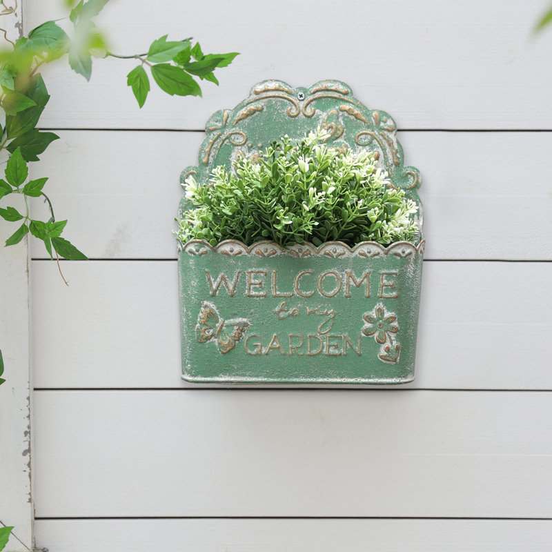 Jardinière murale en métal rustique pour plantes d'intérieur / extérieur, fleurs fraîches et artificielles, décoration murale de ferme pour jardin extérieur