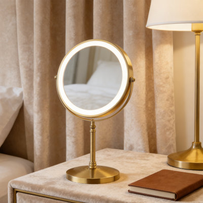 Rechargeable Double Sided Magnifying Vanity Mirror，Lighted Makeup Mirror With Lights And Magnification，1X/10X