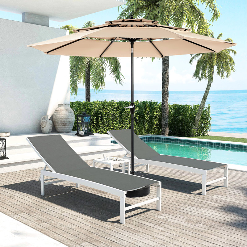 Parasol d'extérieur automatique à 3 niveaux 10pi - Housse kaki avec ventilation et amortissement pour cour arrière en aluminium