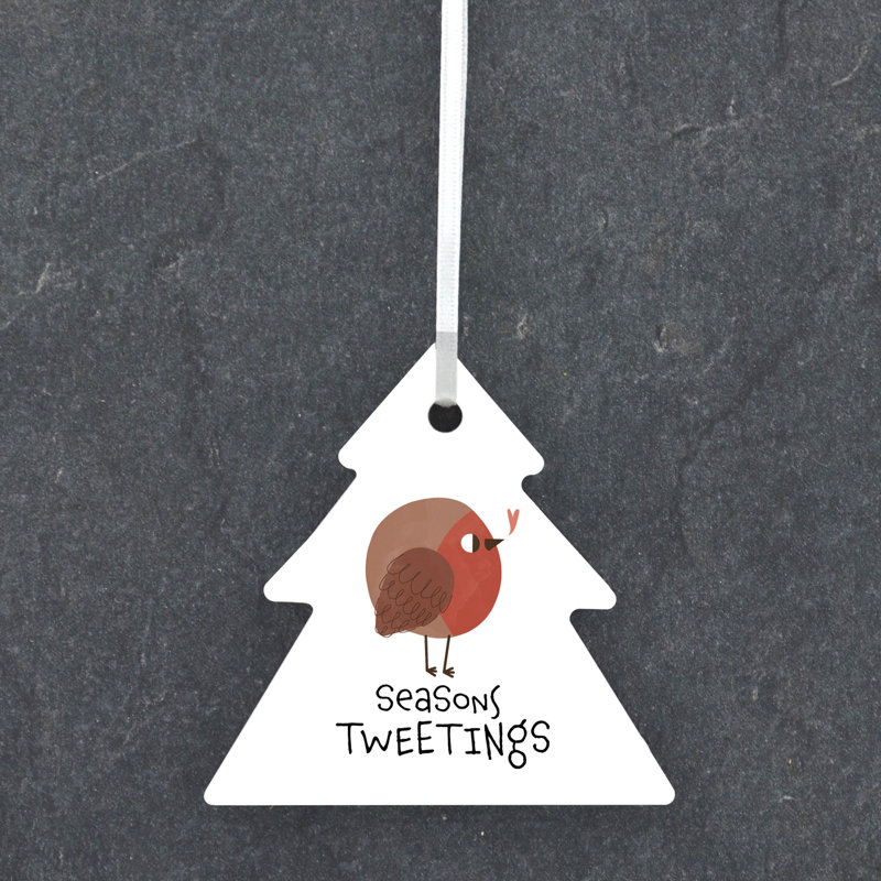 Sanson Seasons Tweetings Tree Shaped Ceramic Ornament