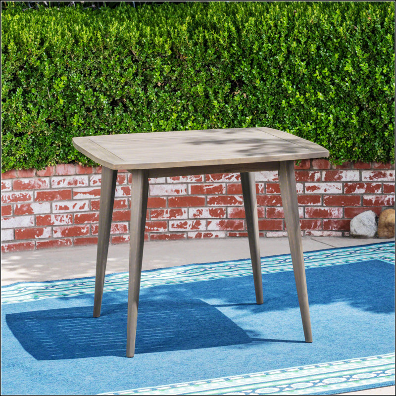 Table de salle à manger carrée d'intérieur en bois d'acacia, finition teck, durable et élégante pour les espaces modernes et traditionnels
