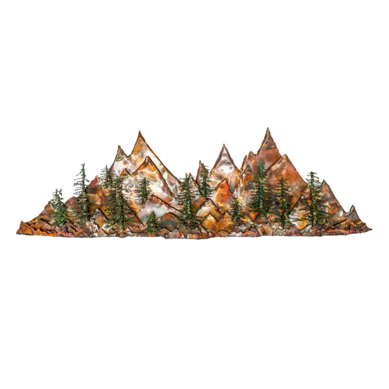 Sculpture murale montagne en cuivre par Paul Harvey