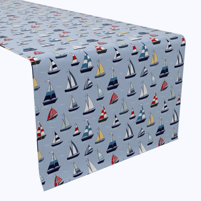 Table Runner, 100% Cotton, 16X108", Marine Sailboats