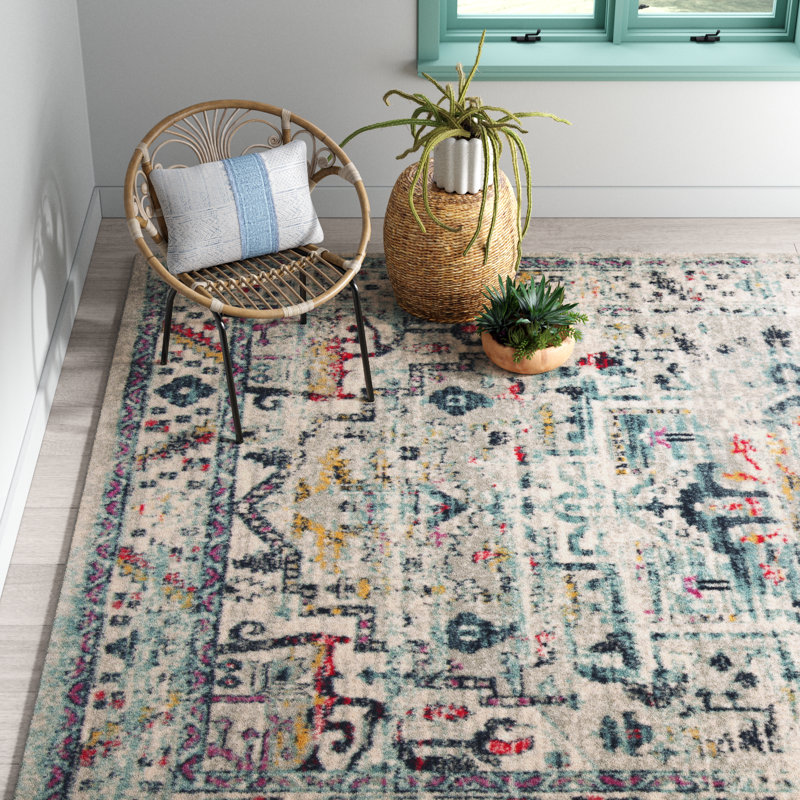 Tapis oriental gris clair / fuchsia Christa, Rectangle 10 pi x 14 pi