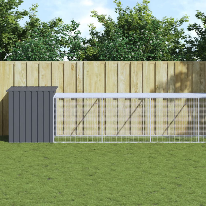 Poulailler avec grillage Ebelina, Gris anthracite, H 43,3 po x l 43,3 po x P 480,7 po