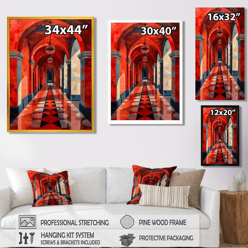Musulman, Temple, réflexion I - Maroc, art mural, art mural, salon, Toile tendue, H 16 po x l 32 po