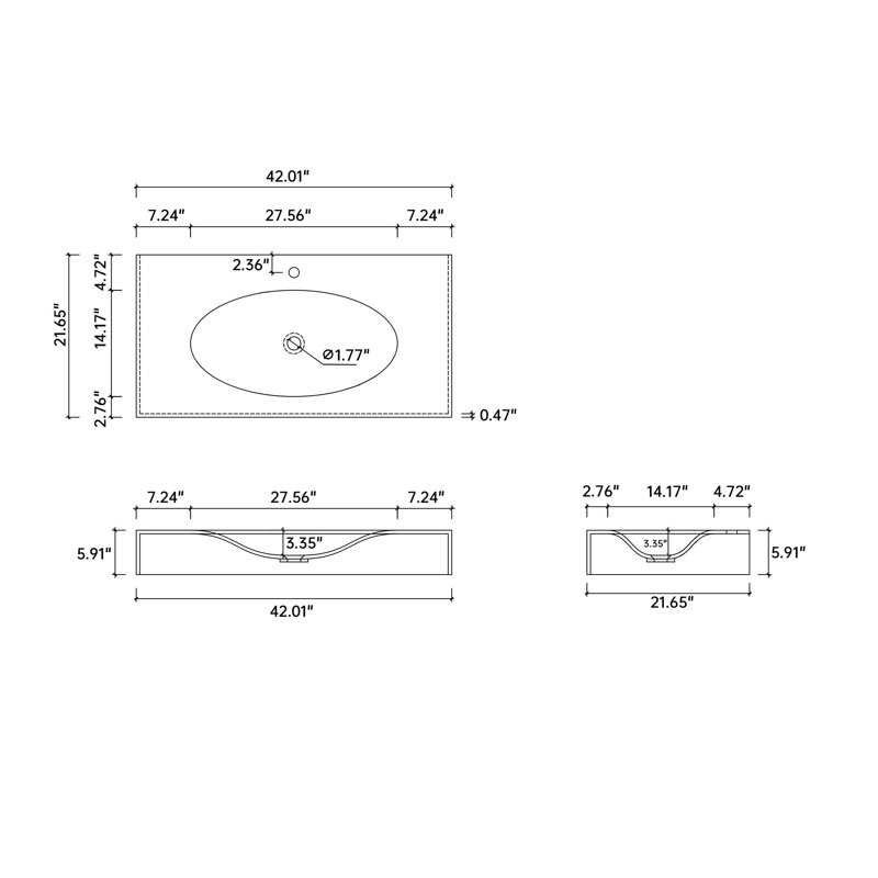 Solid Surface Basin with Waterfall Edge Design, Single Hole Faucet