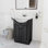 Meuble-lavabo semi-contemporain bleu marine avec plateau en céramique blanc l 24 po x P 19 po x H 34 po