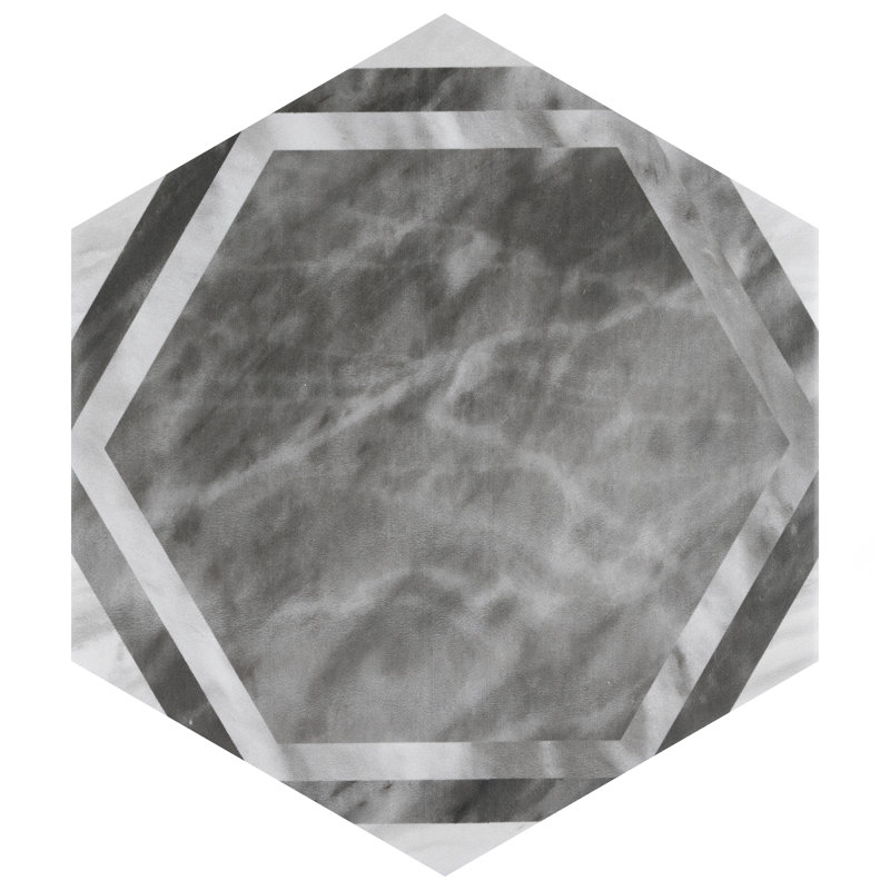 Classico Bardiglio Hex Dimension 7" x 8" Porcelain Patterned Wall & Floor Tile, Dark