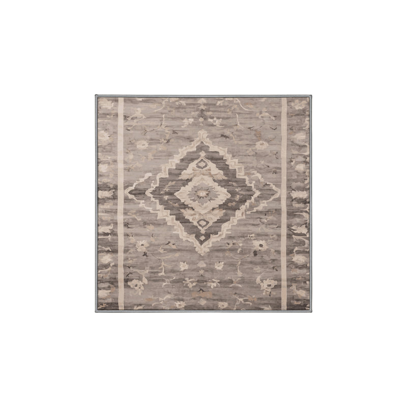 Tapis gris soyeux et moelleux, Carré 5 pi