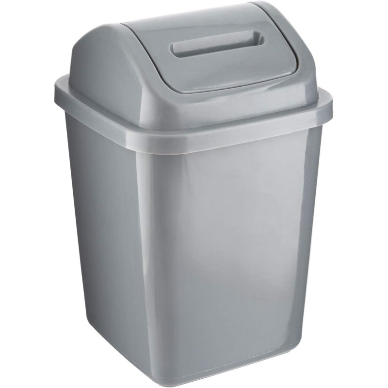 Agra 5L Bathroom Bin Swing Top Dust Bin Plastic Waste Paper Basket Square Small Rubbish Trash Can