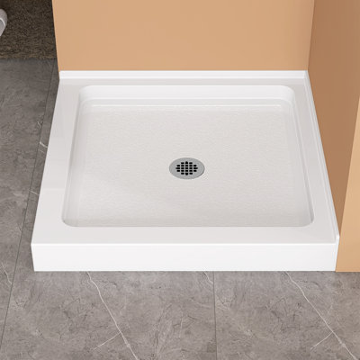 Base carrée en acrylique à double seuil 36 po x P 36 po avec drain central et bonde centrale