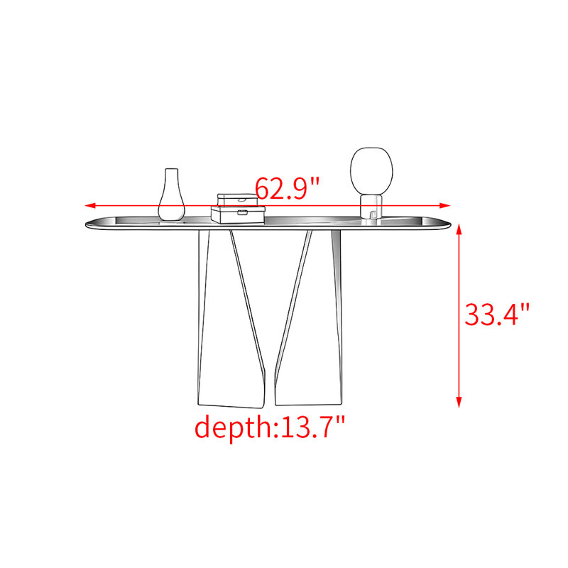 Console en pierre frittée de style italien, H 33,4 po x l 62,9 po x P 13,7 po, Vert