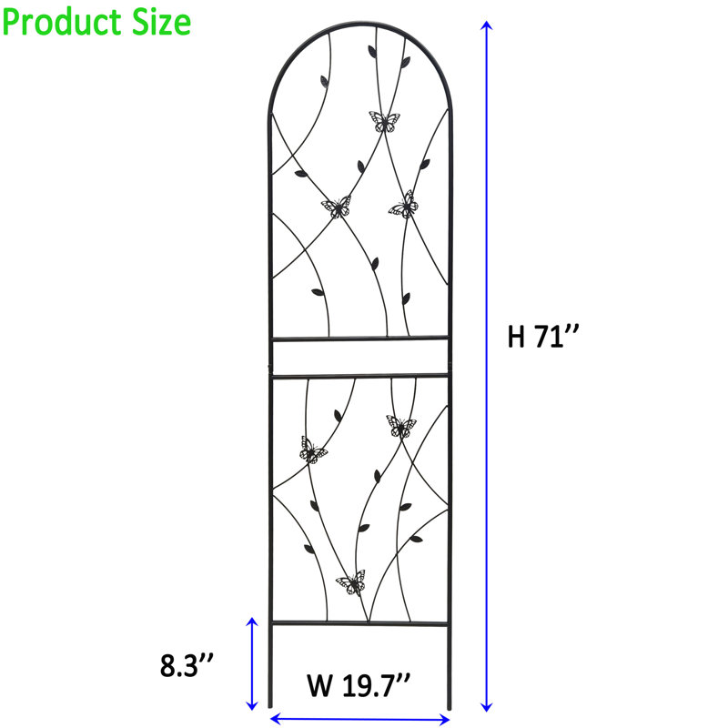 Paquet de 2 treillis de jardin en métal 71 po x 19,7 po antirouille pour l'extérieur pour plantes grimpantes, noir, facile à assembler, matériau, supports lierre, vignes, roses, gloire du matin, jasmin, raisin, concombre, haricots, pois