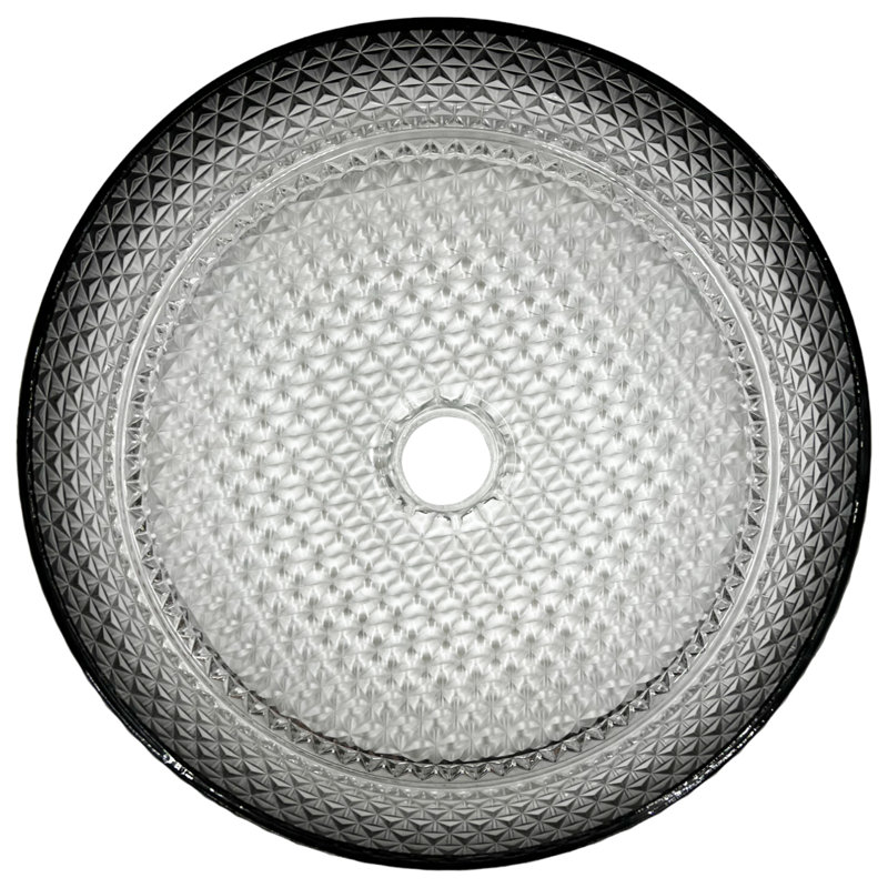 Scotch 14" Round Diamond Textured Glass Vessel Bathroom Sink - Timeless Collection, Black/Gray, 14"